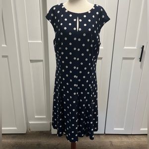 Ralph Lauren navy and white polka dot dress. Size 14